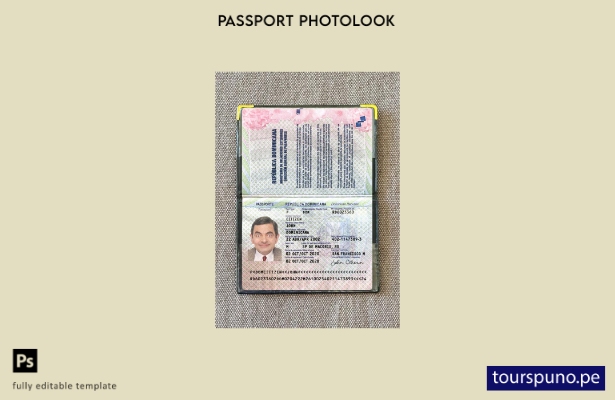 listo para imprimir la plantilla de versión fotográfica actual del pasaporte de 